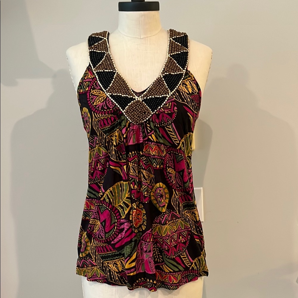 Love Notes Red and Pink Embellished Sleeveless Tank S